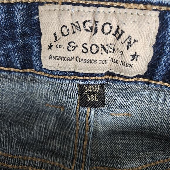 LongJohn & Sons Jeans Mens 32X37 (34X38) Mechanic Blue Stackable Denim Stretch - Picture 4 of 14